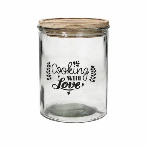 Borcan pentru depozitare cu capac , Tognana, Dolce Casa Cooking with Love, 1.38 L, sticla/lemn, transparent