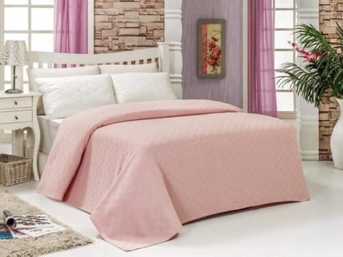 Cuvertura de pat dubla, Bella Carine by Esil Home, 200x240 cm, 100% bumbac, roz deschis
