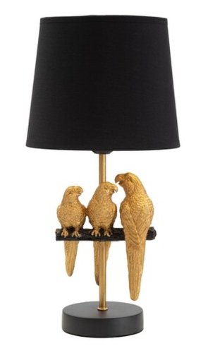 Lampa de masa Parrots, Mauro Ferretti, 1 x E27, 40W, Ø 20x39 cm, negru/auriu