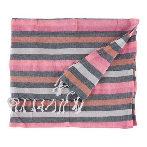 Patura / pled stripes, gift decor, 90 x 170 cm, 100% bumbac, roz/gri
