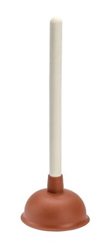 Pompa pentru desfundat toaleta, Wenko, Plunger Rubber, 14 x 14 x 35 cm, lemn/cauciuc, natur/rosu