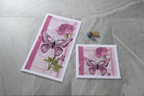 Set 2 covorase de baie Carte Postale, Confetti, 50x57 cm/57x100 cm, roz