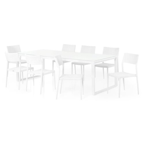 Set 8 scaune + masa pentru gradina/terasa, Belluno/Soria, 240 x 100 x 75 cm, alb