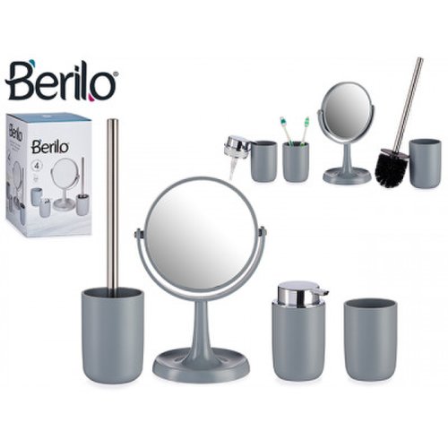Berilio - Set de 4 accesorii de baie, gri