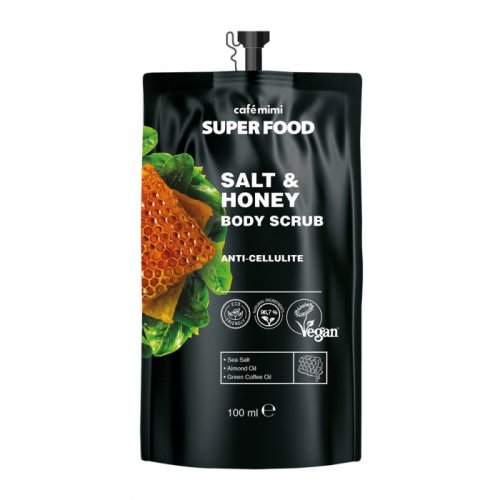 Scrub de corp exfoliant vegan cafe mimi super food anti-cellulite salt honey 100ml