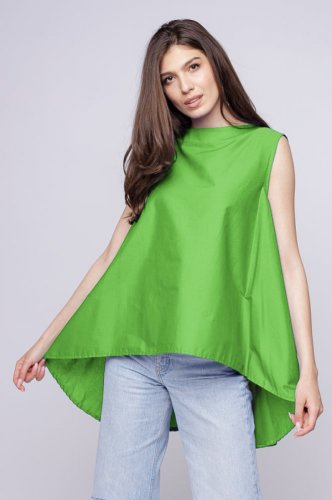 Bluza ampla verde deschis, din poplin de bumbac