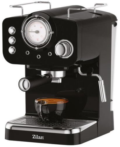 Espressor manual cafea Zilan ZLN2991, 1100W, 1.25L, 15Bar, Design Retro, Negru