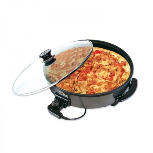 Zilan - Tigaie electrica rotunda floria zln7870 grill pizza electric, 1500w, 38cm, capac sticla