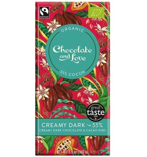 Ciocolata neagra 55% cremoasa cacao nibs 100g - CHOCOLATE & LOVE