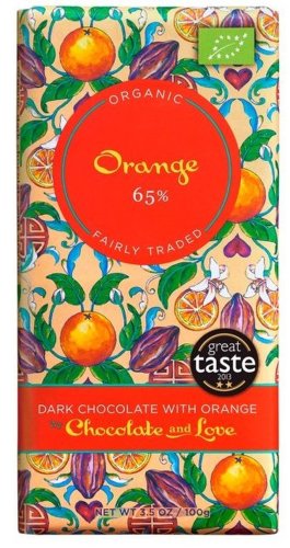 Ciocolata neagra 65% portocale 100g - CHOCOLATE & LOVE