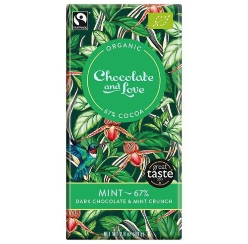 Ciocolata neagra 67% menta crocanta 100g - CHOCOLATE & LOVE
