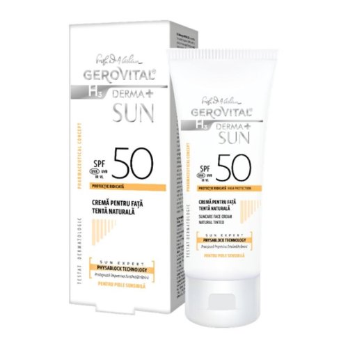 46770 GH3 Derma+ Sun - Crema fata SPF 50 tenta naturala, 50 ml