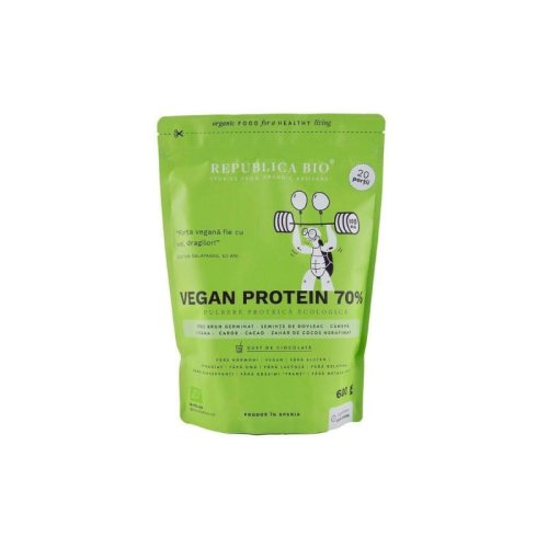 Republica BIO Vegan protein 70%, pulbere functionala cu gust de ciocolata, 600g