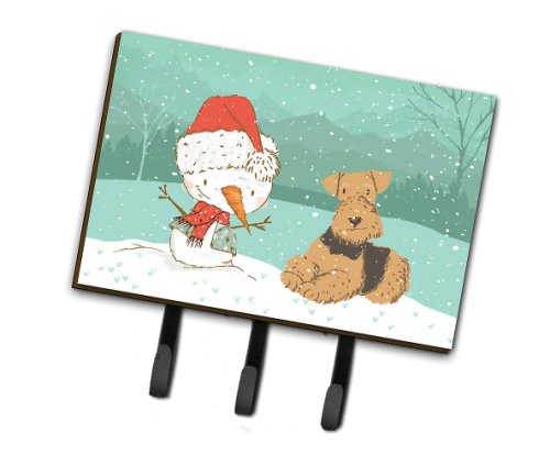 Caroline`s Treasures Airedale Terrier Snowman Crăciun Lesa sau suport cheie Multicolore Triple