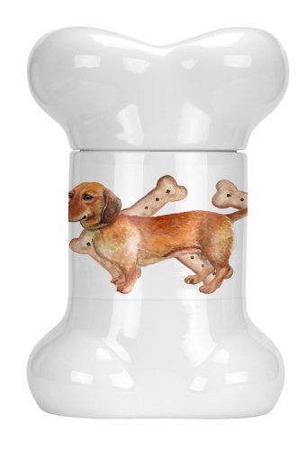 Caroline`s treasures carolines comori ck2232bstj dachshund în formă de os treat jar multicolore