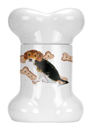Caroline`s Treasures Carolines Comori CK2379BSTJ Beagle Puppy în formă de os Treat Jar Multicolore