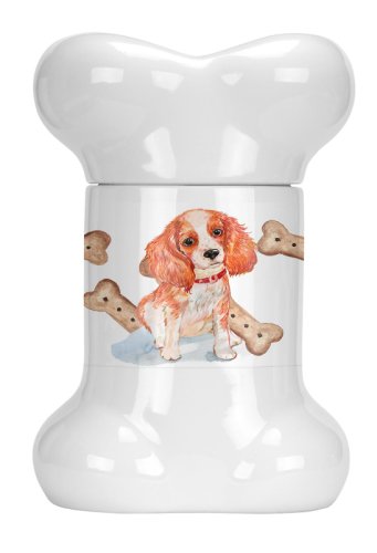 Caroline`s Treasures Carolines Comori CK2380BSTJ Cavalier Puppy în formă de oase Treat Jar Multicolore