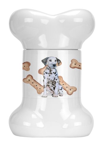 Caroline`s Treasures Carolines Comorile CK2288BSTJ Dalmatian Puppy în formă de os Treat Jar Multicolore