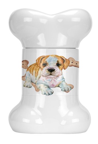Caroline`s Treasures Carolines Comorile CK2376BSTJ Engleză Bulldog Puppy bone în formă de tratament Jar Multicolore