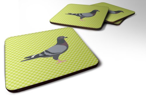 Caroline`s Treasures Set de 4 Racing Pigeon Green Foam Coasters Set de 4 Verde 3 1/2 x 3 1/2