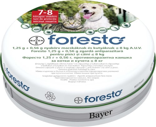 FORESTO Zgardă Antiparazitară pentru Câini de Talie Mică (8kg) şi Pisici